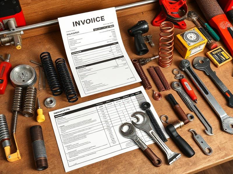 Garage door repair invoice with parts and labor breakdown