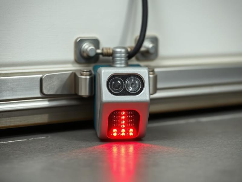 Garage door auto-reverse safety sensor with LED indicator